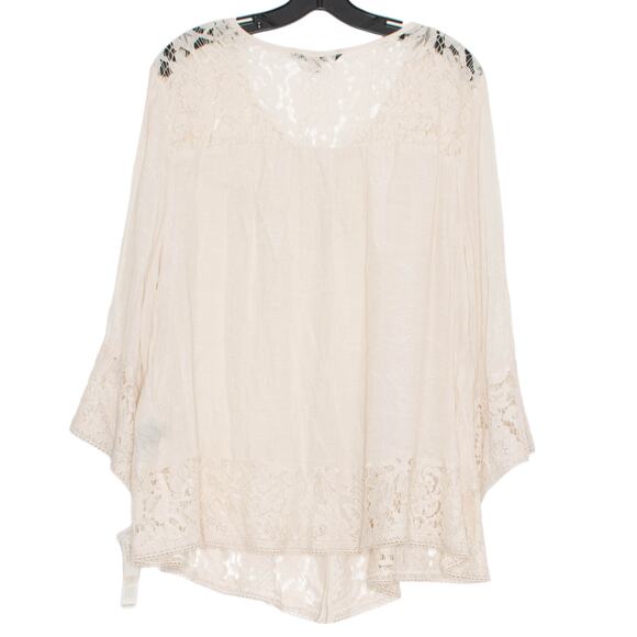 NWT Zac & Rachel Top Boho Feminine Coastal Button Floral Lace Cottage Cream XL - Picture 2 of 7